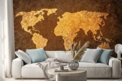 Naklejka: Mapa świata na tle grunge