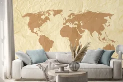 Naklejka: Mapa świata na vintage tle tekstury papieru yallow