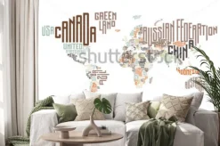 Naklejka: Mapa świata stworzona z nazw państw