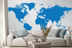 Naklejka: Mapa świata w odcieniach błękitu
