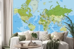 Naklejka: Mapa świata w odcieniach zieleni