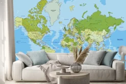 Naklejka: Mapa świata w odcieniach zieleni