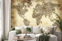 Naklejka: Mapa świata w stylu retro