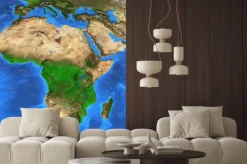 Naklejka: Mapa świata wysokiej rozdzielczości koncentruje się na afryce