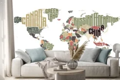 Naklejka: Mapa świata z nazwami państw