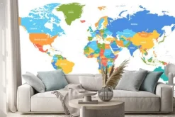 Naklejka: Mapa świata z podziałem na kraje