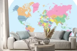 Naklejka: Mapa świata z podziałem na kraje