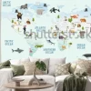 Naklejka: Mapa świata zwierzęta na tapetę do pokoju dziecięcego