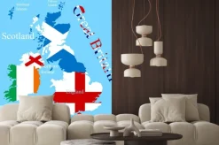 Naklejka: Mapa wielkiej brytanii dla każdego flagę kraju