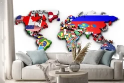 Naklejka: Mapa z flagami