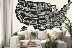 Naklejka: Mapa z podpisanymi stanami usa