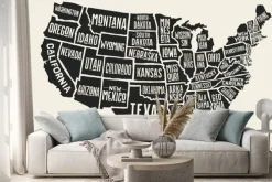 Naklejka: Mapa z podpisanymi stanami usa