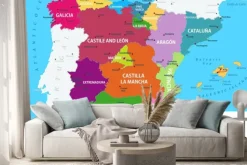 Naklejka: Mapa z regionami hiszpanii