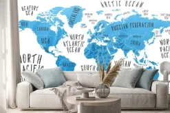 Naklejka: Mapa ziemi z nazwami krajów