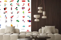 Naklejka: Maps of country in continent asia icon set vector design symbol