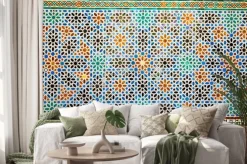 Naklejka: Marmurowa orientalne mozaiki ścienne w królewskich alcazars sewilli,