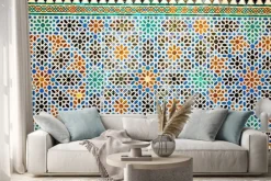 Naklejka: Marmurowa orientalne mozaiki ścienne w królewskich alcazars sewilli,