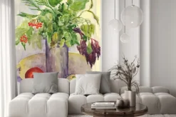 Naklejka: Martwa natura. bukiet, jabłko, cukinia, rowan. akwarela