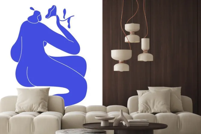 Naklejka: Matisse-inspired contemporary poster with abstract female figure