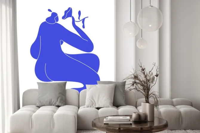 Naklejka: Matisse-inspired contemporary poster with abstract female figure