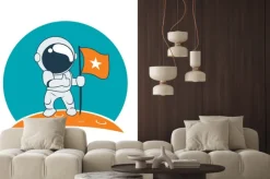 Naklejka: Mały astronauta sukces na księżycu mission cartoon