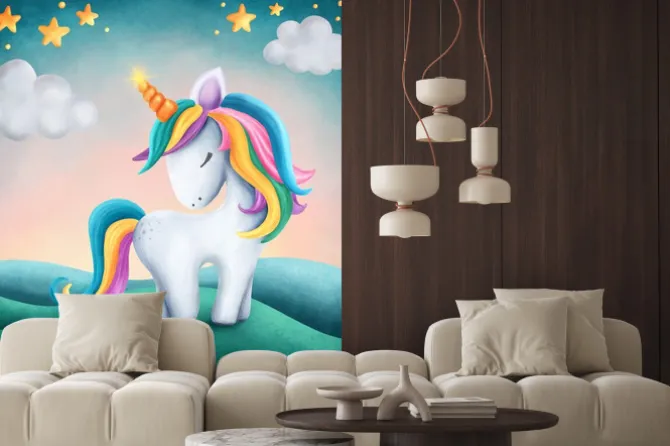 Naklejka: Mały słodki jednorożec