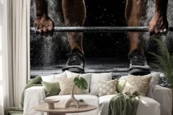 Naklejka: Mężczyzna podnoszący sztangę