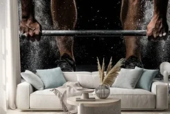 Naklejka: Mężczyzna podnoszący sztangę