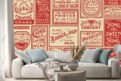 Naklejka: Mega pack retro wzory reklamowych i etykiet - vector illust