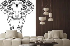 Naklejka: Mehndi tatuaż słonia urządzony w stylu indyjskim