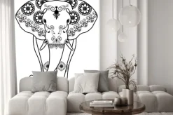 Naklejka: Mehndi tatuaż słonia urządzony w stylu indyjskim