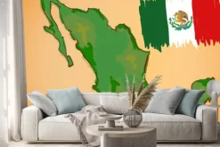Naklejka: Meksyk mapa i flaga wektor