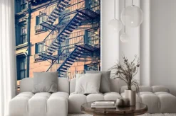 Naklejka: Metalowe schody przeciwpożarowe na budynku w nowym jorku