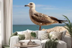 Naklejka: Mewa na klifie w cascais, portugalia