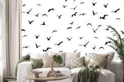 Naklejka: Mewy latające na niebie, bez szwu wektor wzór