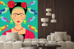 Naklejka: Mexican kobieta w makijażu, ilustracji wektorowych. bohaterowie