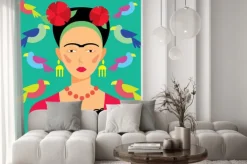 Naklejka: Mexican kobieta w makijażu, ilustracji wektorowych. bohaterowie