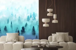 Naklejka: Mglisty krajobraz las