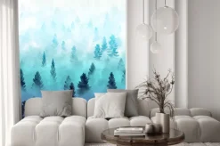 Naklejka: Mglisty krajobraz las