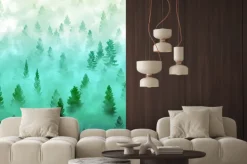 Naklejka: Mglisty krajobraz las