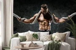 Naklejka: Mięśni człowieka z liny. zdjęcie człowieka z doskonałym ciałem