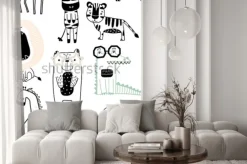 Naklejka: Minimalistyczne zwierzęta dla dzieci w stylu skandynawskim