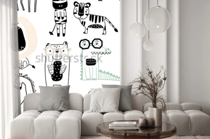 Naklejka: Minimalistyczne zwierzęta dla dzieci w stylu skandynawskim