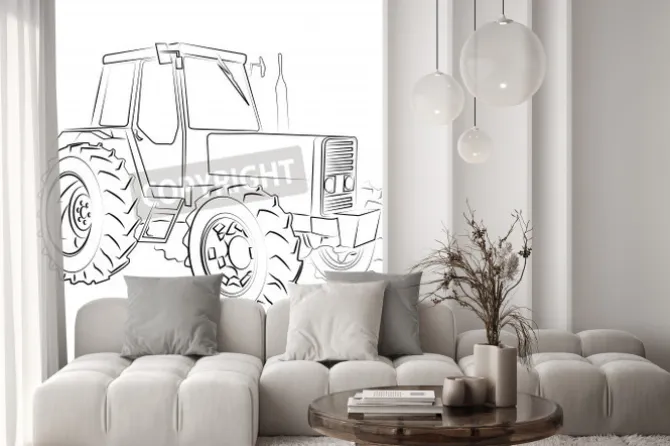 Naklejka: Minimalistyczny szkic traktora