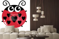 Naklejka: Miłość biedronka z serca samodzielnie na białym tle