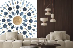 Naklejka: Mistyczna mandala w złoto-niebieskiej kolorystyce