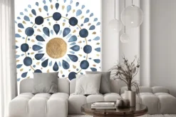 Naklejka: Mistyczna mandala w złoto-niebieskiej kolorystyce