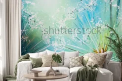 Naklejka: Mniszek lekarski na niebieskim tle