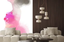 Naklejka: Moda ikona dziewczyna sylwetka plus kolor streszczenie wody.