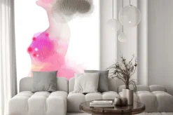 Naklejka: Moda ikona dziewczyna sylwetka plus kolor streszczenie wody.